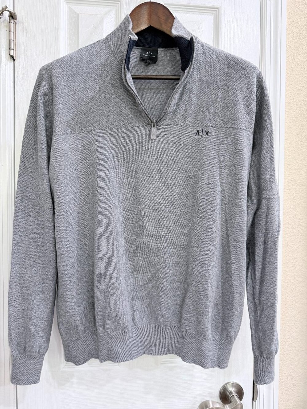 Armani Exchange A|X Men’s XL Gray Quarter Zip Sweater Pullover Knit Logo